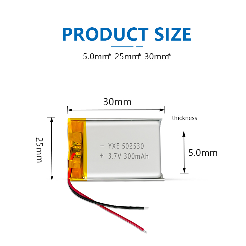 3.7 V Li-ion Battery 502530-300mah